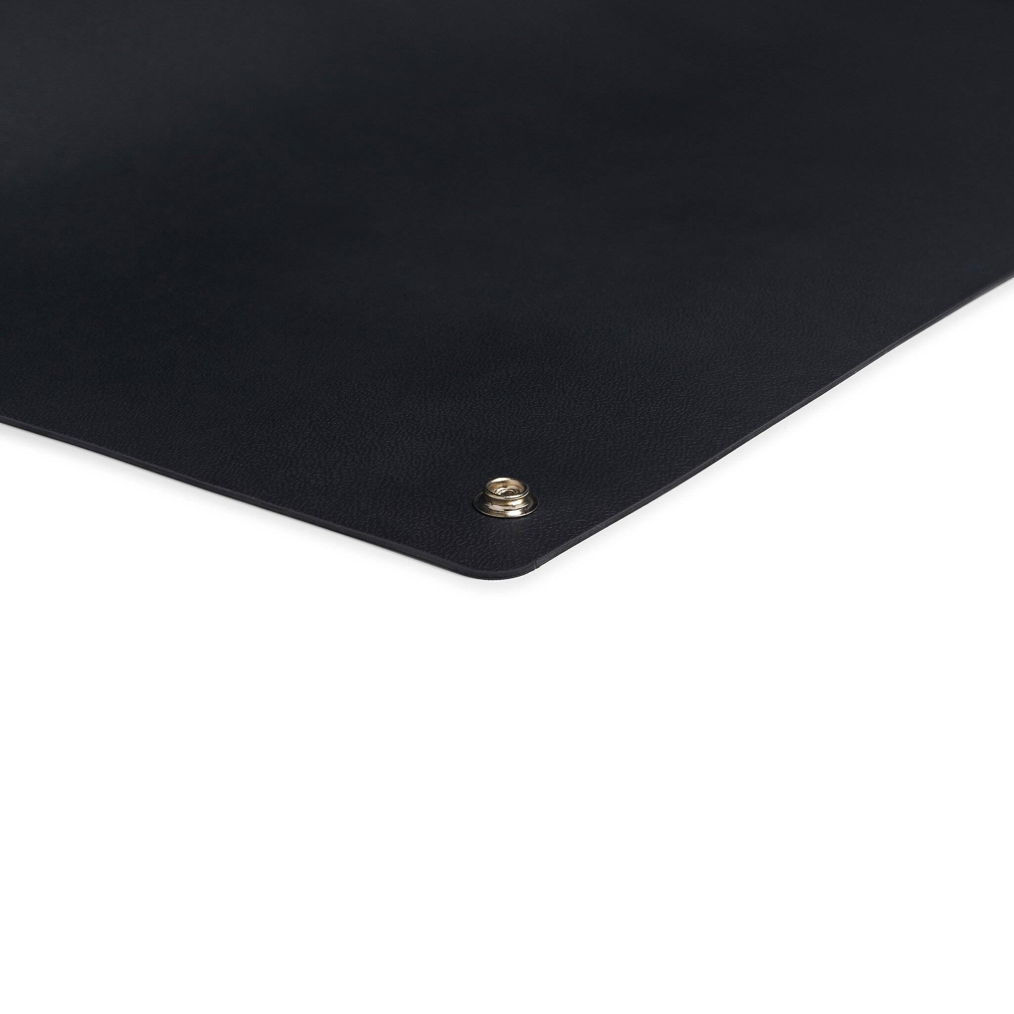 ESD-Tischmatte Premium, schwarz, 600 x 900 x 2 mm, Zuschnitt mit 2x 10 mm Druckknopf