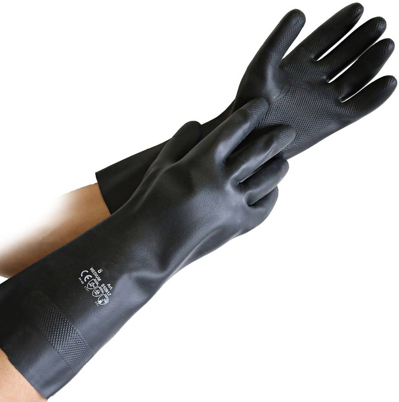 Hygostar Handschuh CHEMO schwarz, extra stark, Latex, Größe L