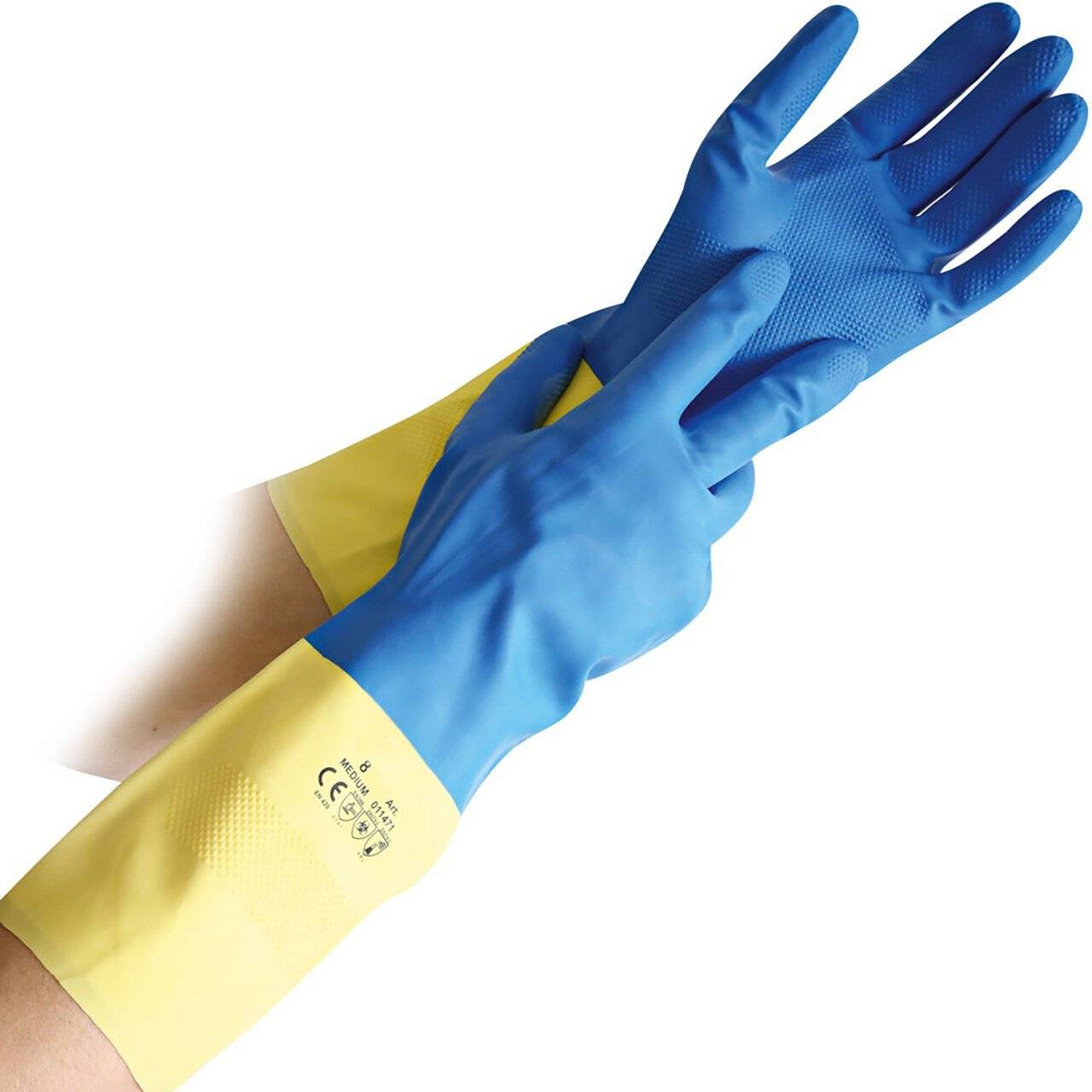 Hygostar Handschuh DUALPRENE blau/gelb, Latex-Neoprene, Größe L