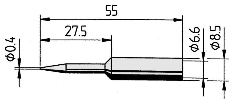 Lötspitze gerade, verlängert, bleistiftspitz, 0,4 mm, 0832UDLF