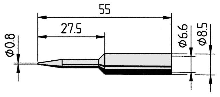 Lötspitze gerade, verlängert, bleistiftspitz, 0,8 mm, 0832SDLF