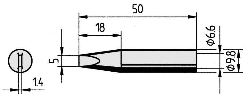 Lötspitze gerade, meißelförmig, 5,0 mm, 0832VDLF