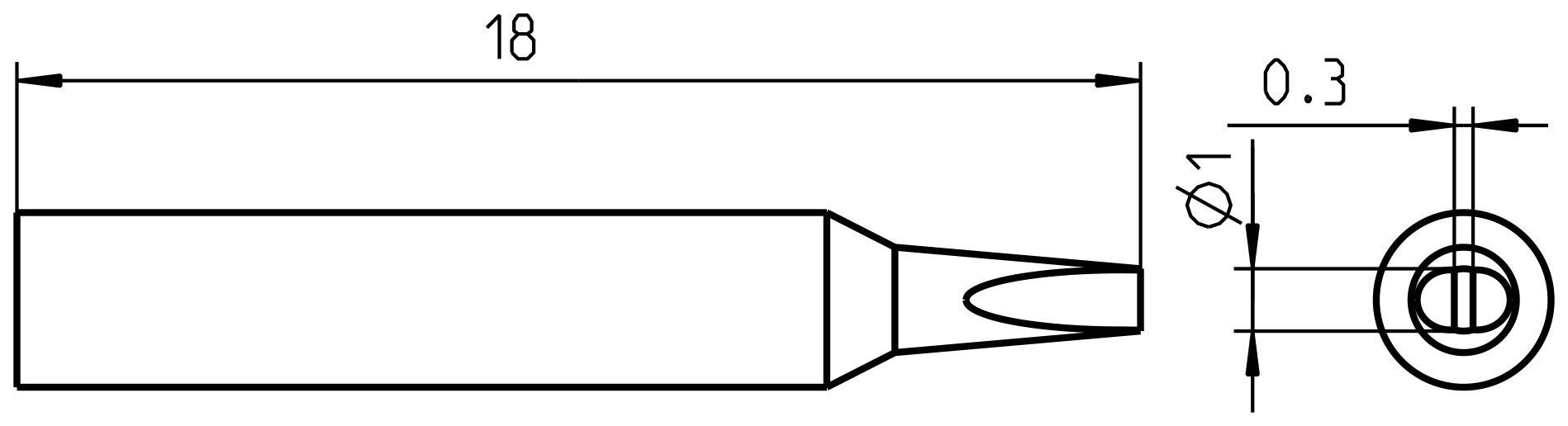 RT Micro Lötspitze RTM 010 S, Meißel Ø 1,0 x 0,3 mm