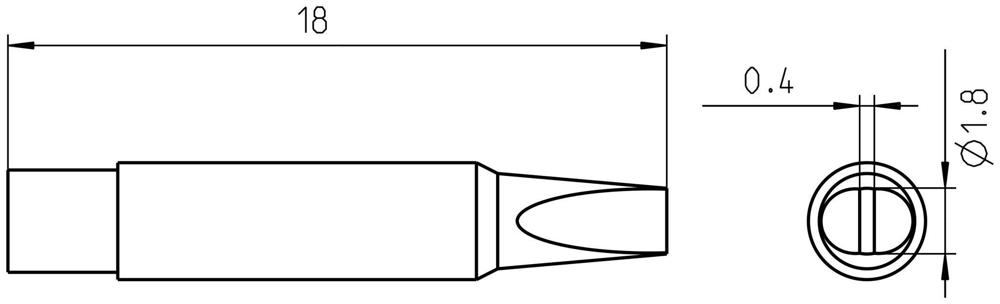 Micro Lötspitze RTM 018 S MS, meißelförmig, 1,8 x 0,4 mm