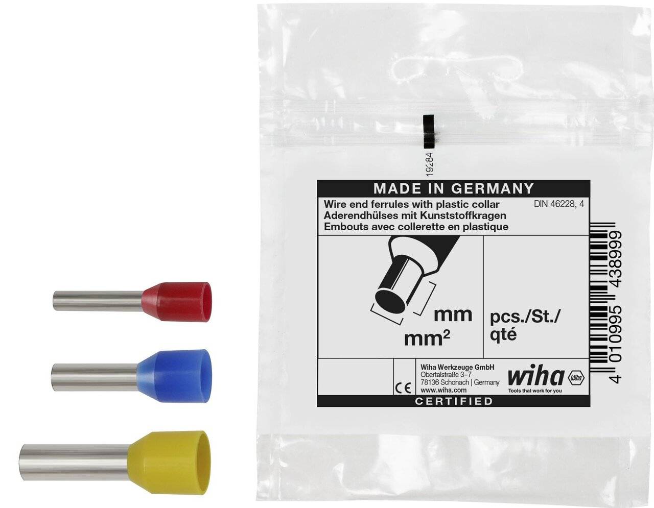 Aderendhülsen mit Kunststoffkragen 100 St. Farbcode DIN 6mm² (43932)