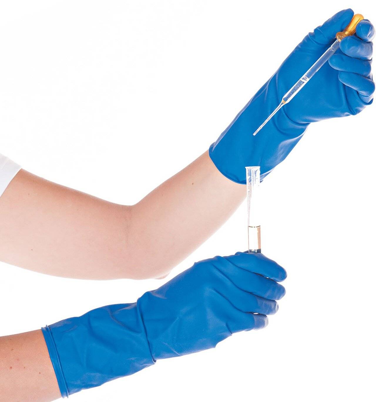 Hygostar Latexhandschuh HIGH RISK blau L 28cm, puderfrei