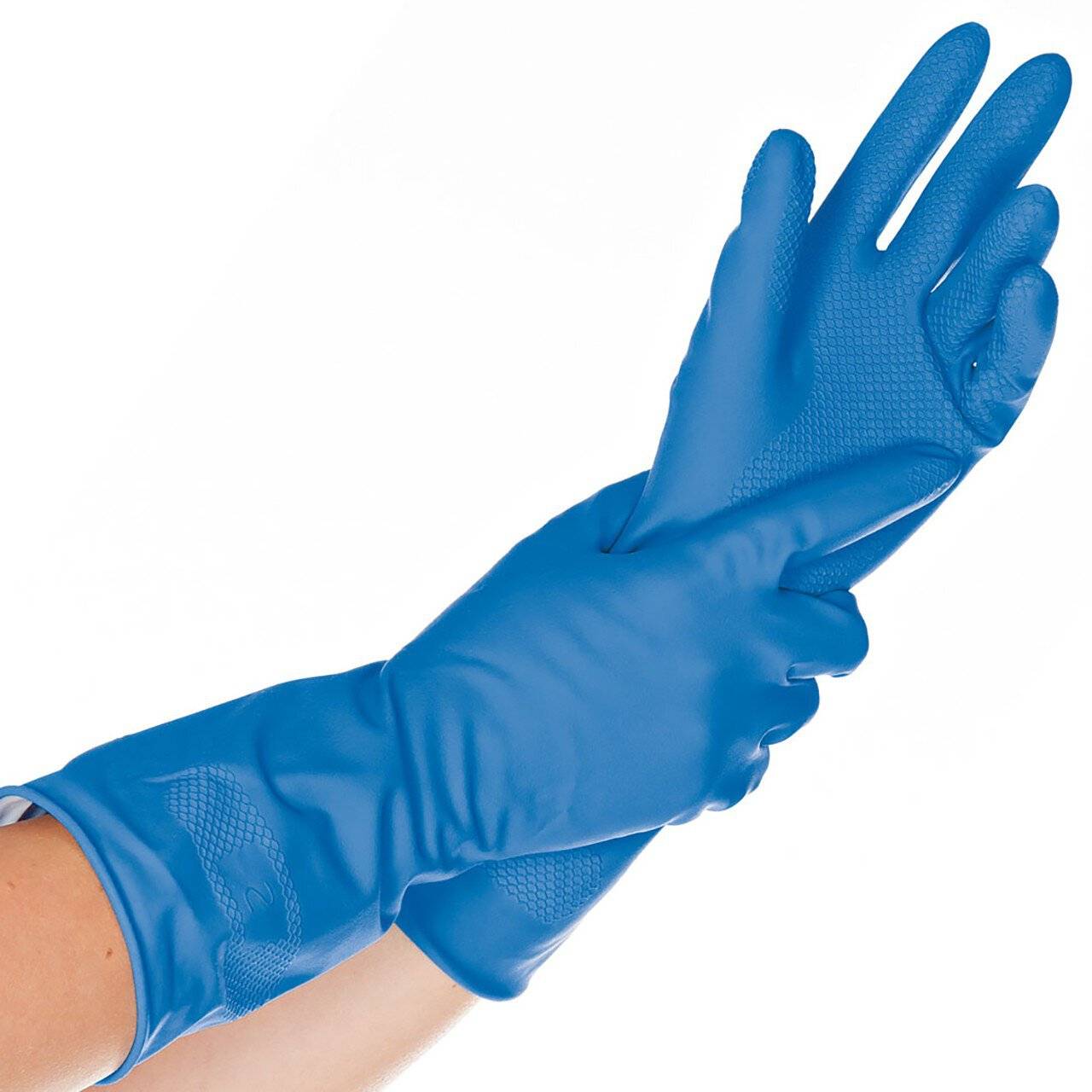 Hygostar Haushalts-Handschuhe BETTINA blau, Latex, Größe L