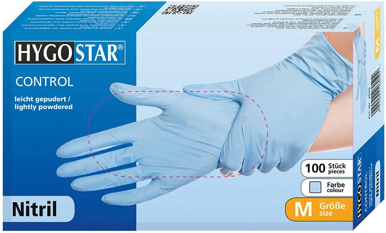 Hygostar Nitrilhandschuh CONTROL, blau, Größe XL, gepudert