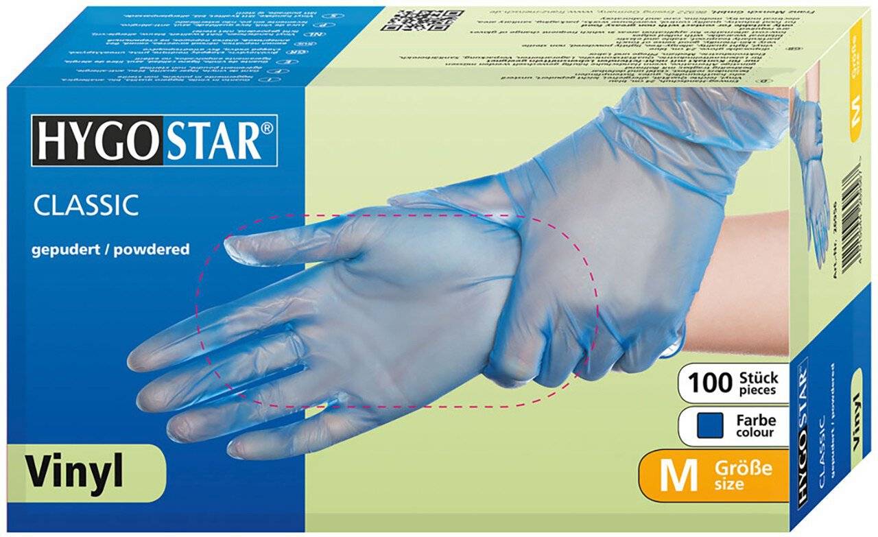Hygostar VINYL-Handschuhe CLASSIC BLAU gepudert, blau, Größe L