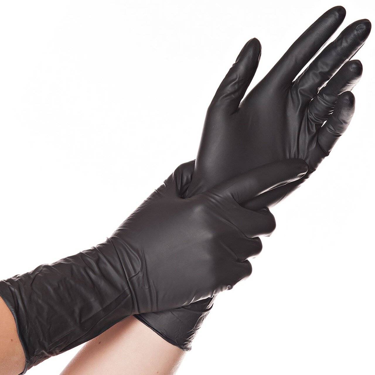 Hygostar Nitrilhandschuh SAFE LONG, schwarz, Größe XL, 30cm, puderfrei