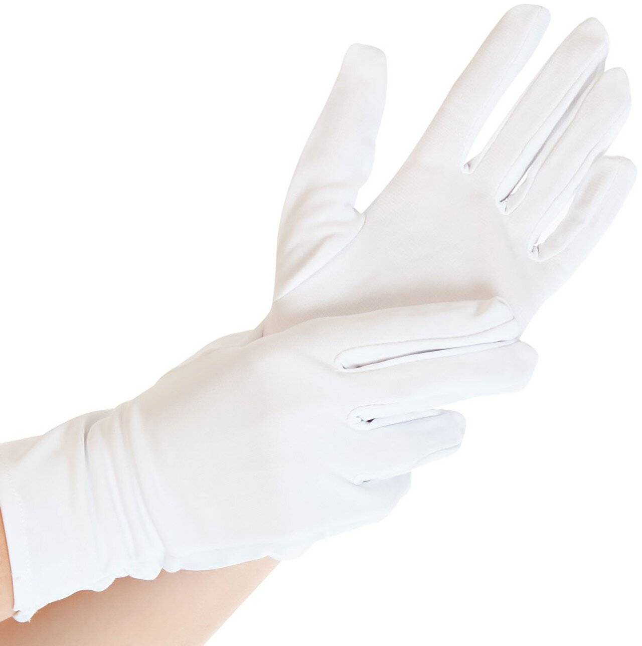 Hygostar Nylonhandschuhe SUPERFINE weiß, geschichtelt, waschbar, Größe L