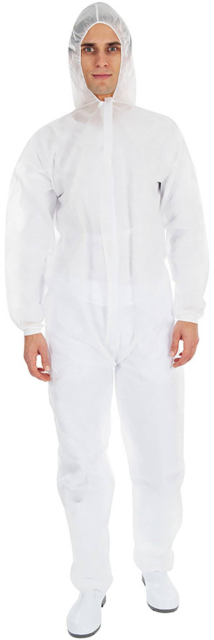 Hygostar Overall "Strong", PP, XXL, weiß Taillengummi, Bündchen, Kapuze