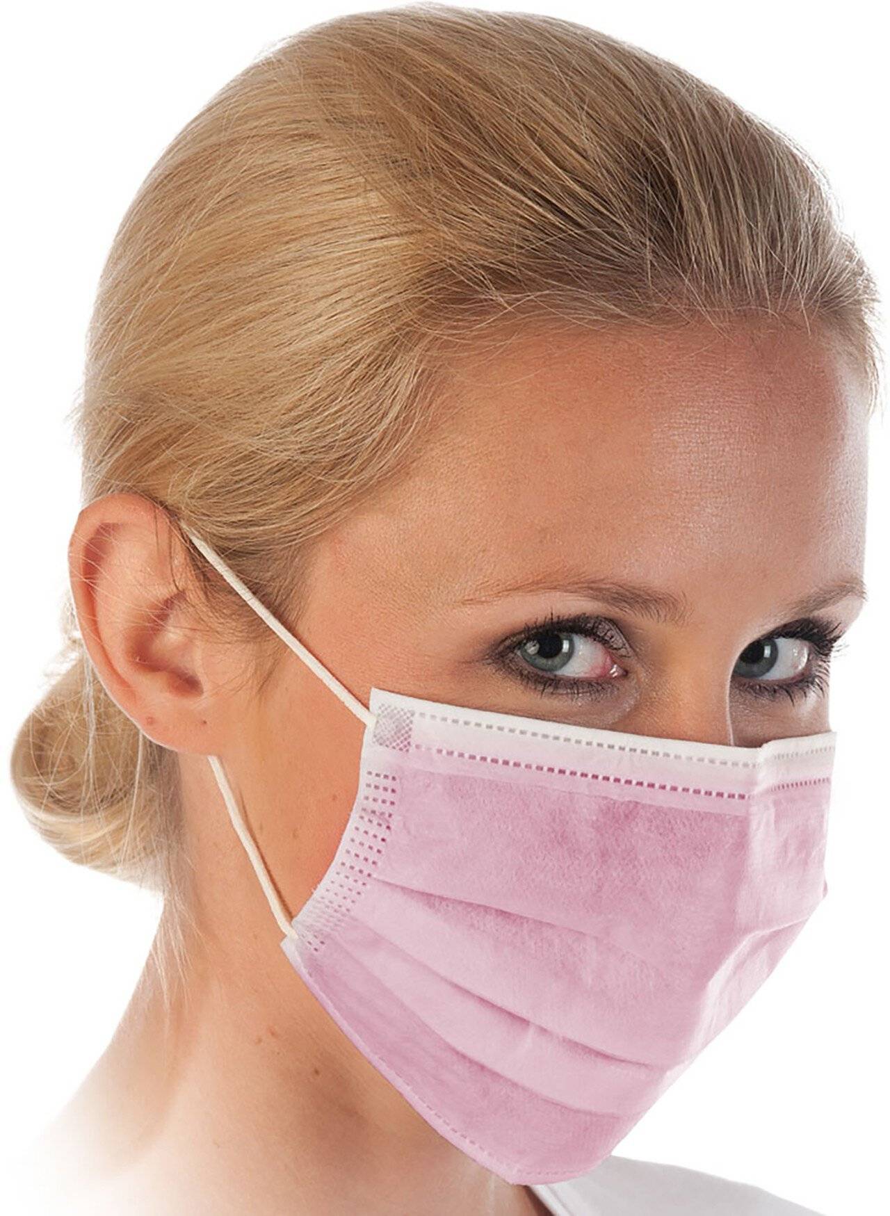 Hygostar Mundschutz PP, rosa, Typ II, 3-lagig, Gummibänder, VPE: 50 Stück