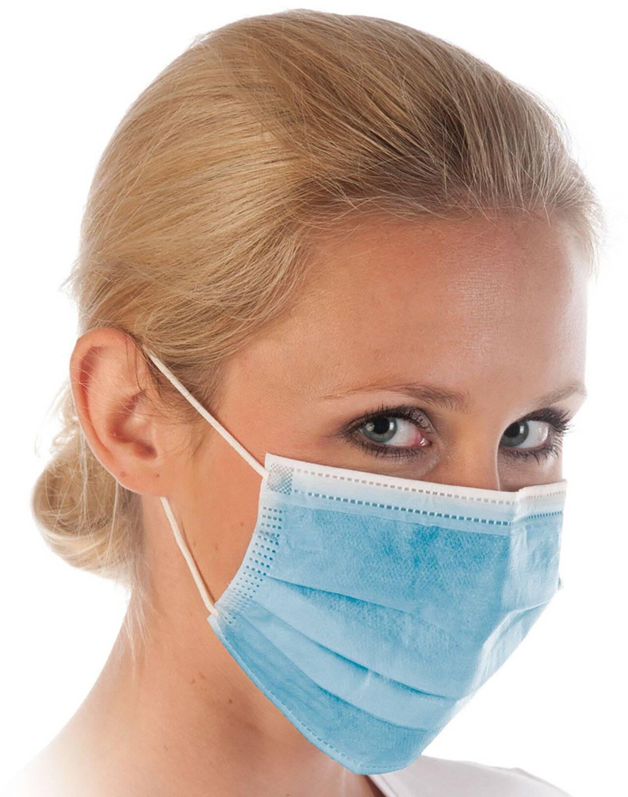 Hygostar Mundschutz PP, blau, Typ II, 3-lagig (99%), Gummibänder, Spenderbox, VPE: 50 Stück