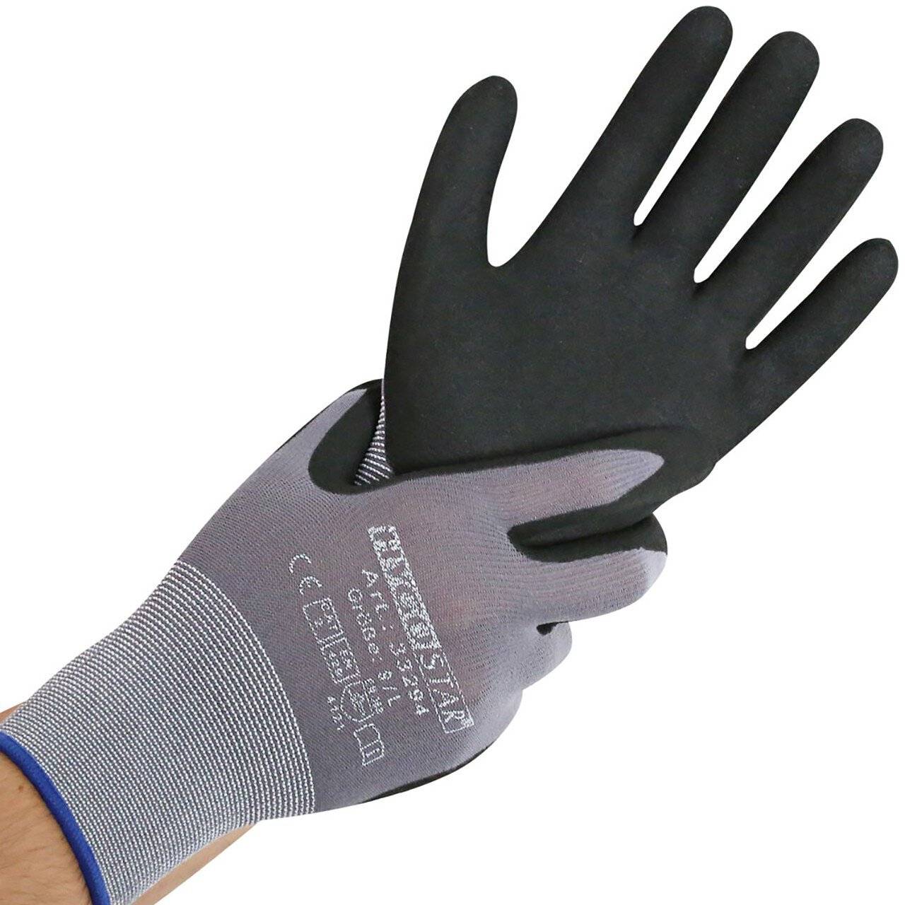 Hygostar Stretch-Strick-Handschuh ERGO FLEX Nitril-PU-Beschichtung, schwarz, Größe L