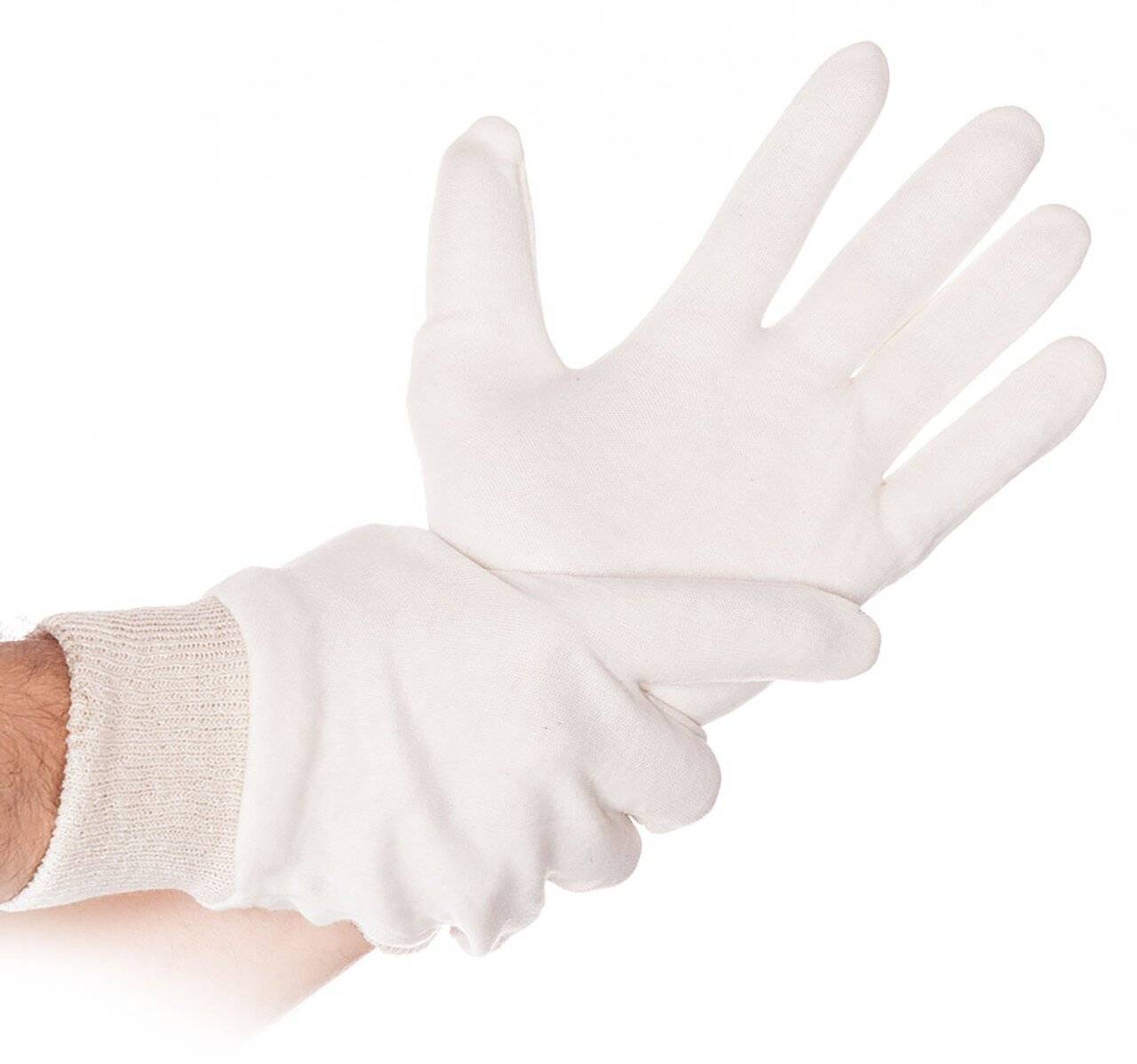 Hygostar Baumwoll-Handschuh, natur mit Strickbund, Einheitsgröße