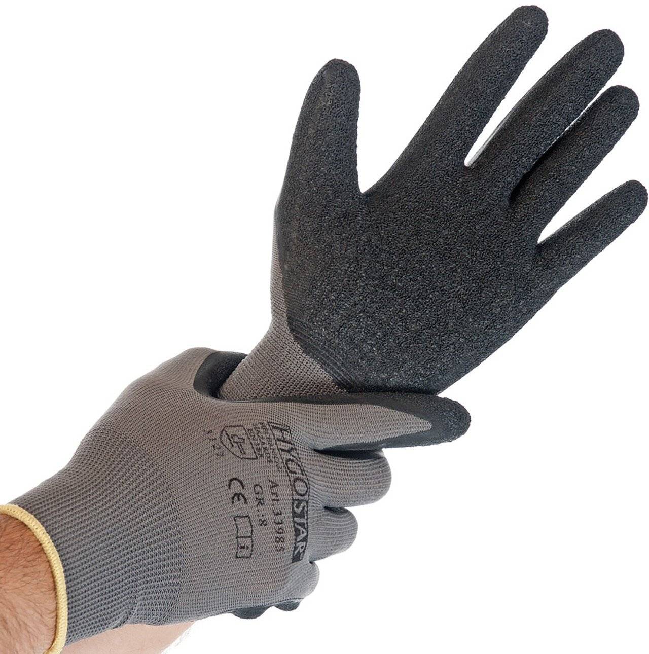 Hygostar Feinstrickhandschuh SKILL Latexbeschichtung, grau, Größe XL