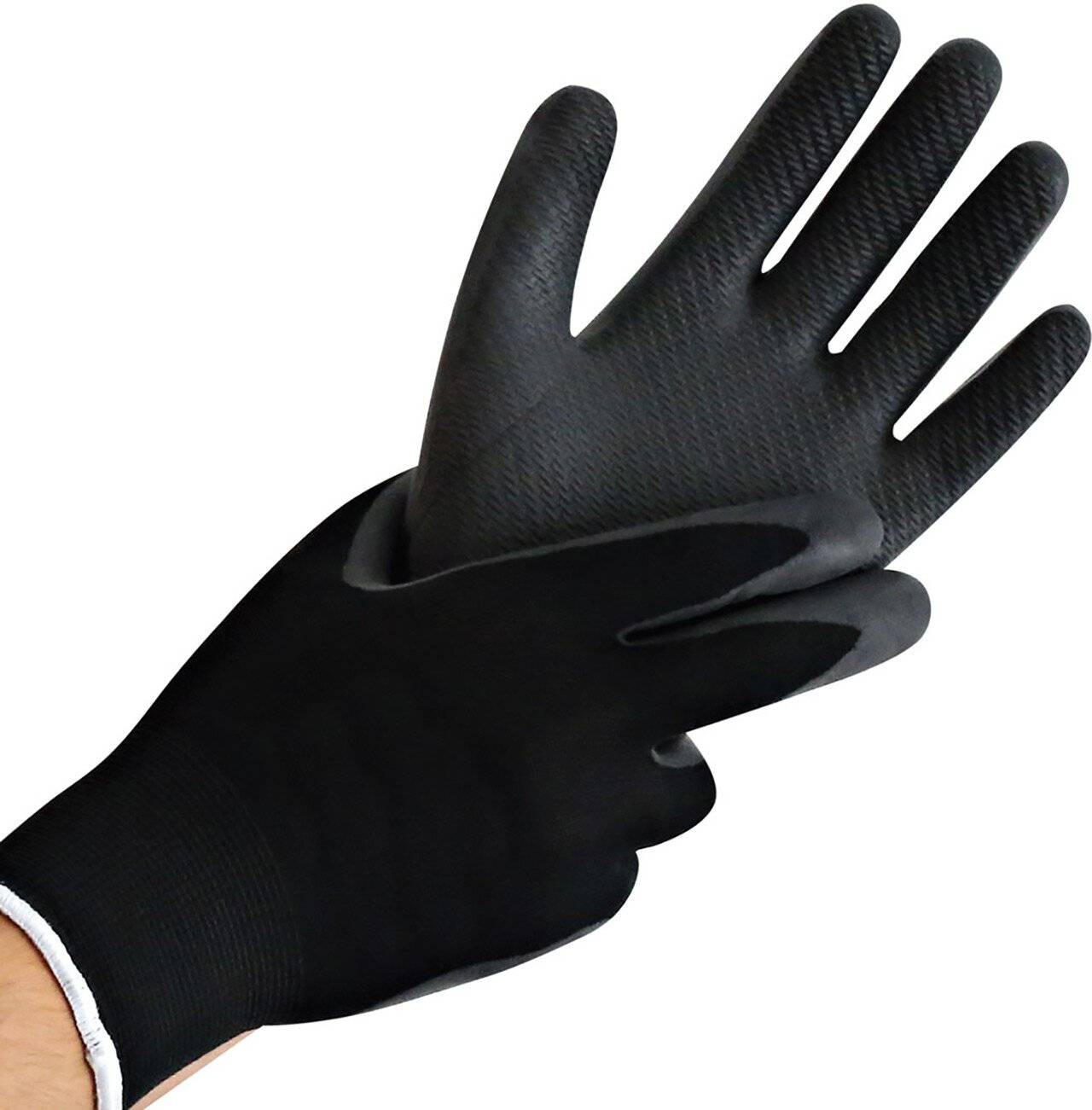 Hygostar Feinstrickhandschuh ULTRA GRIP Latexschaum mit Prägung, schwarz, Größe M