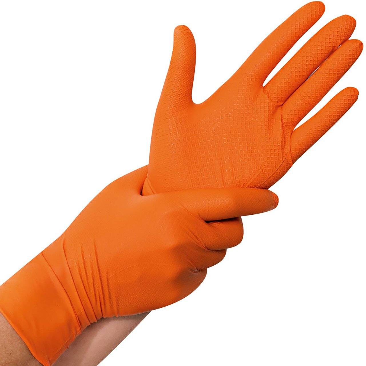 Hygostar Nitrilhandschuh POWER GRIP, orange, Größe S, puderfrei