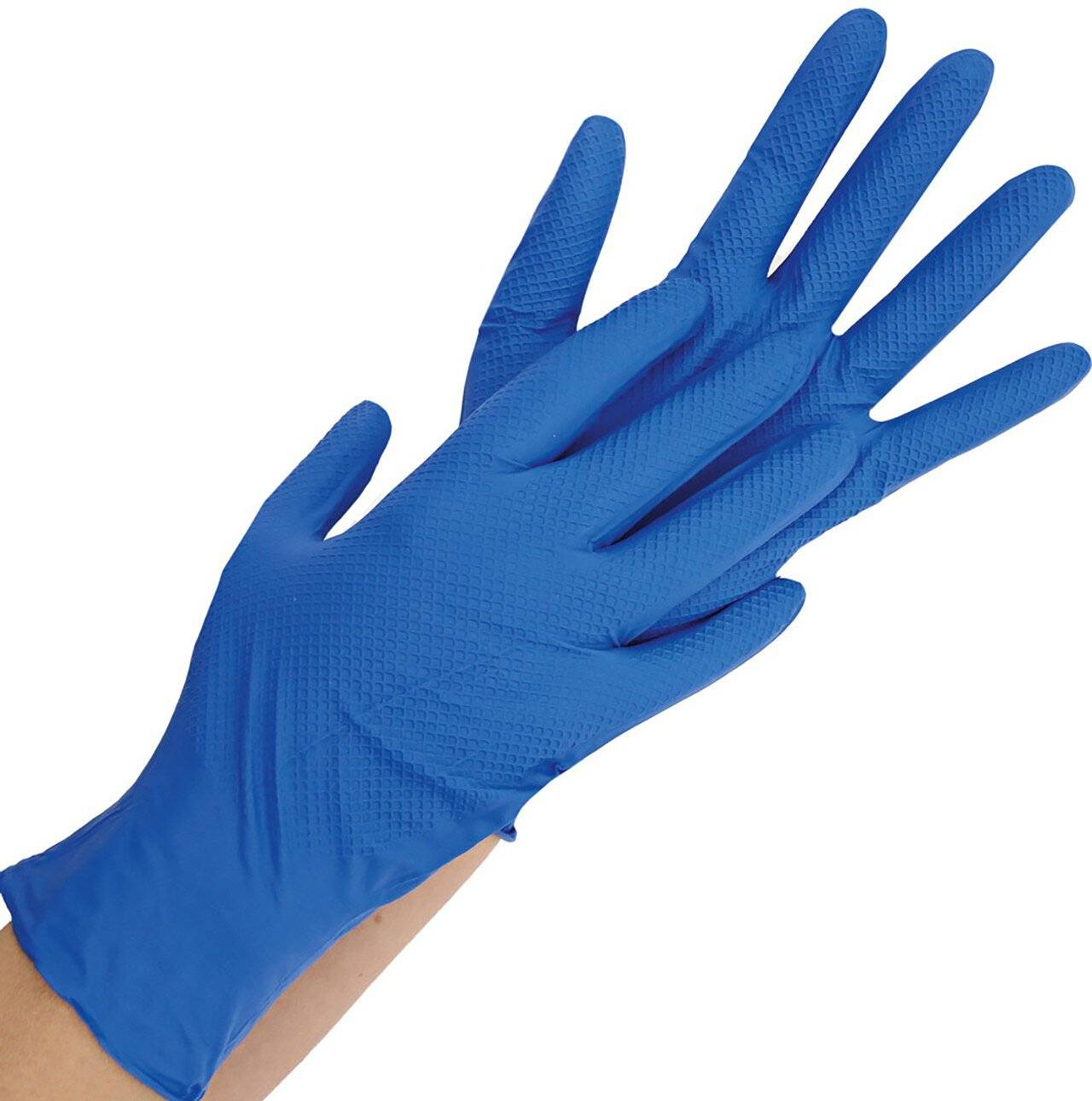 Hygostar Nitrilhandschuh POWER GRIP, blau, Größe L, puderfrei