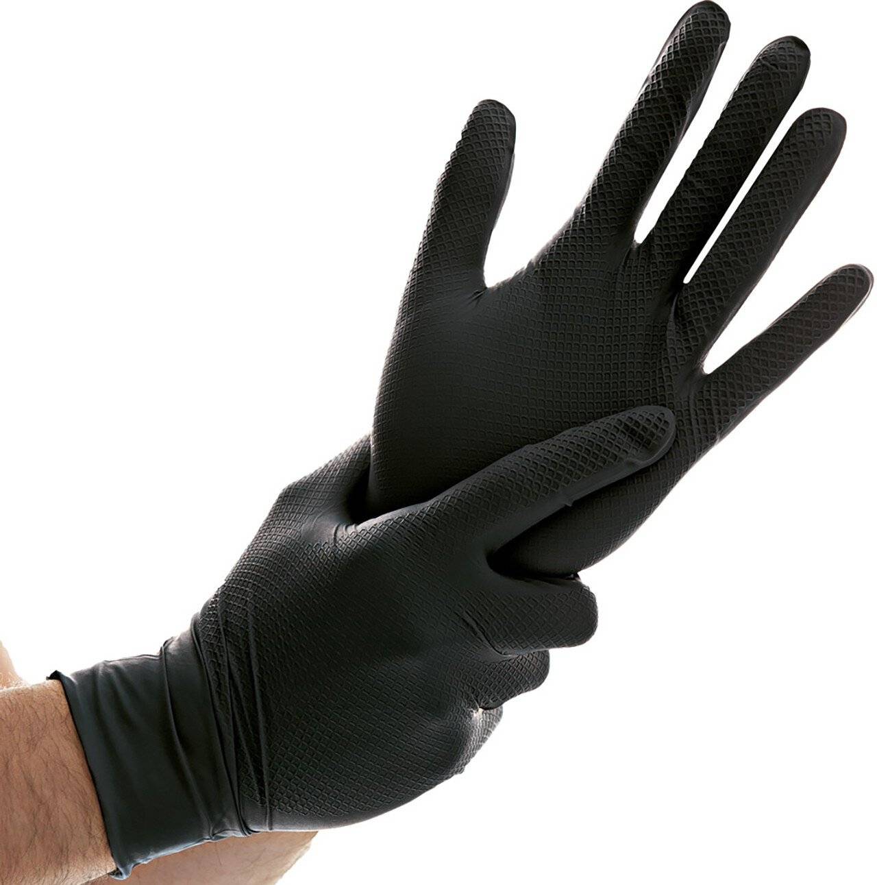 Hygostar Nitrilhandschuh POWER GRIP, schwarz, Größe M, puderfrei