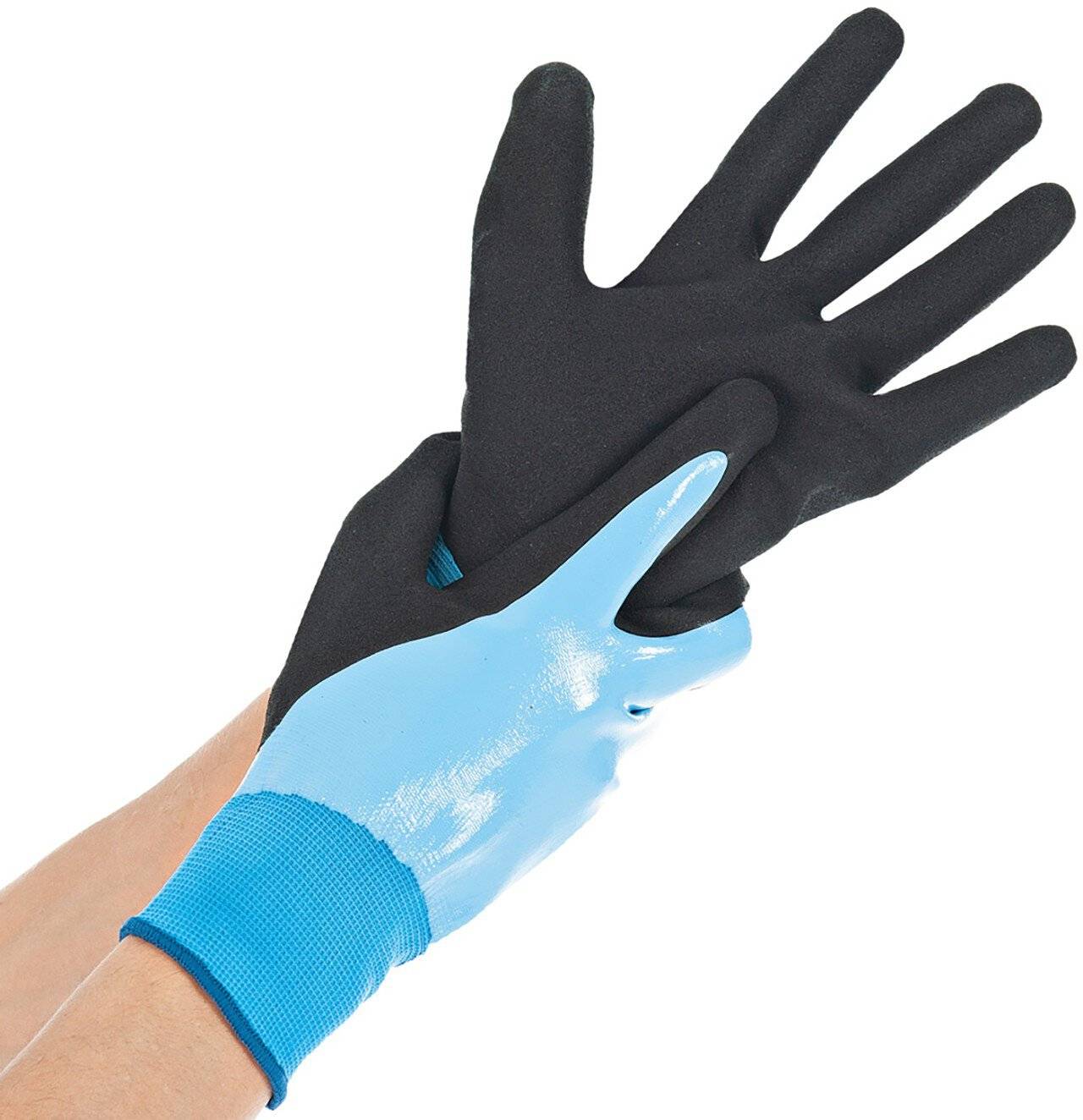 Hygostar Feinstrickhandschuh ALLFOOD NITRIL doppelte Nitrilbeschichtung, hellblau, Größe S/7