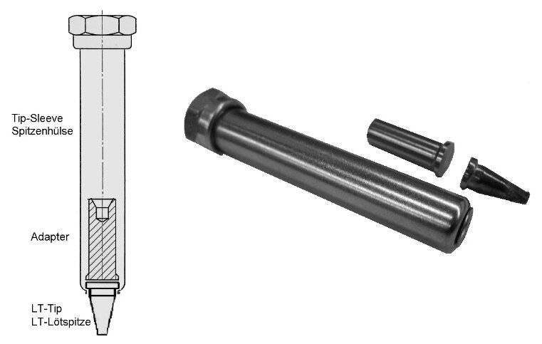 PT8-LT-Adpater mit Spitzenhülse 425°