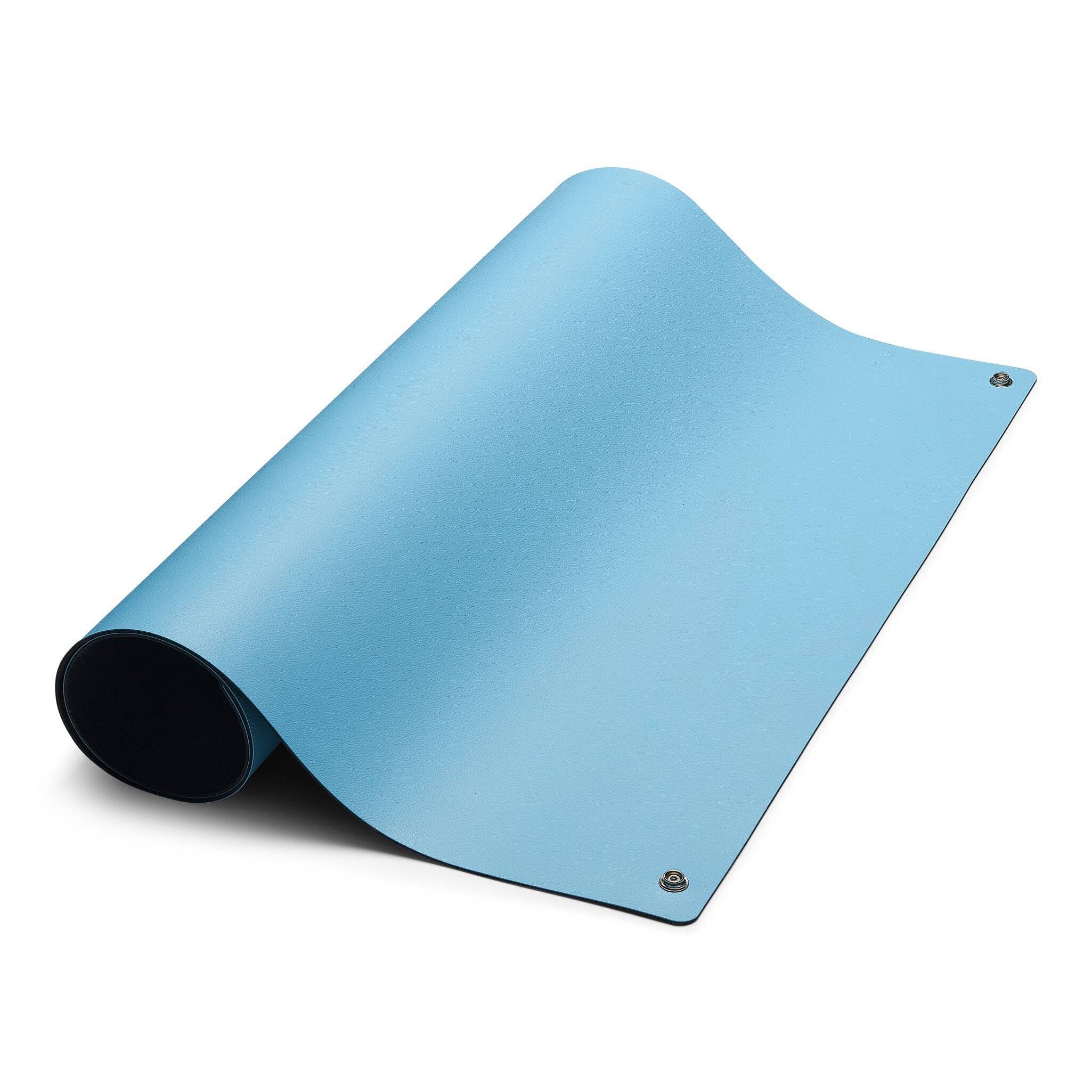 ESD-Tischmatte Premium, blau, 1200 x 800 x 2 mm, Zuschnitt mit 2x 10 mm Druckknopf