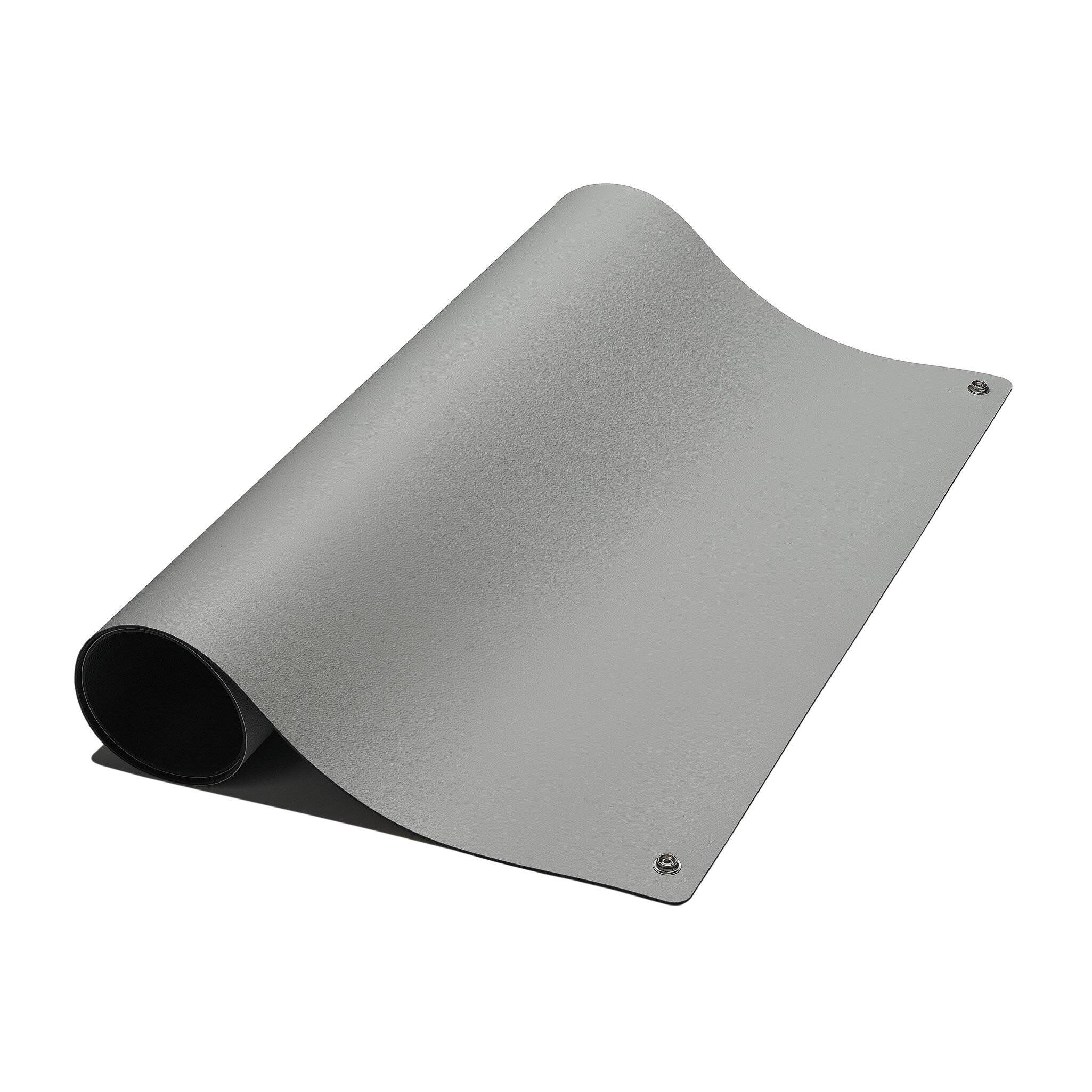 ESD-Tischmatte Premium, grau, 1200 x 800 x 2 mm, Zuschnitt mit 2x 10 mm Druckknopf