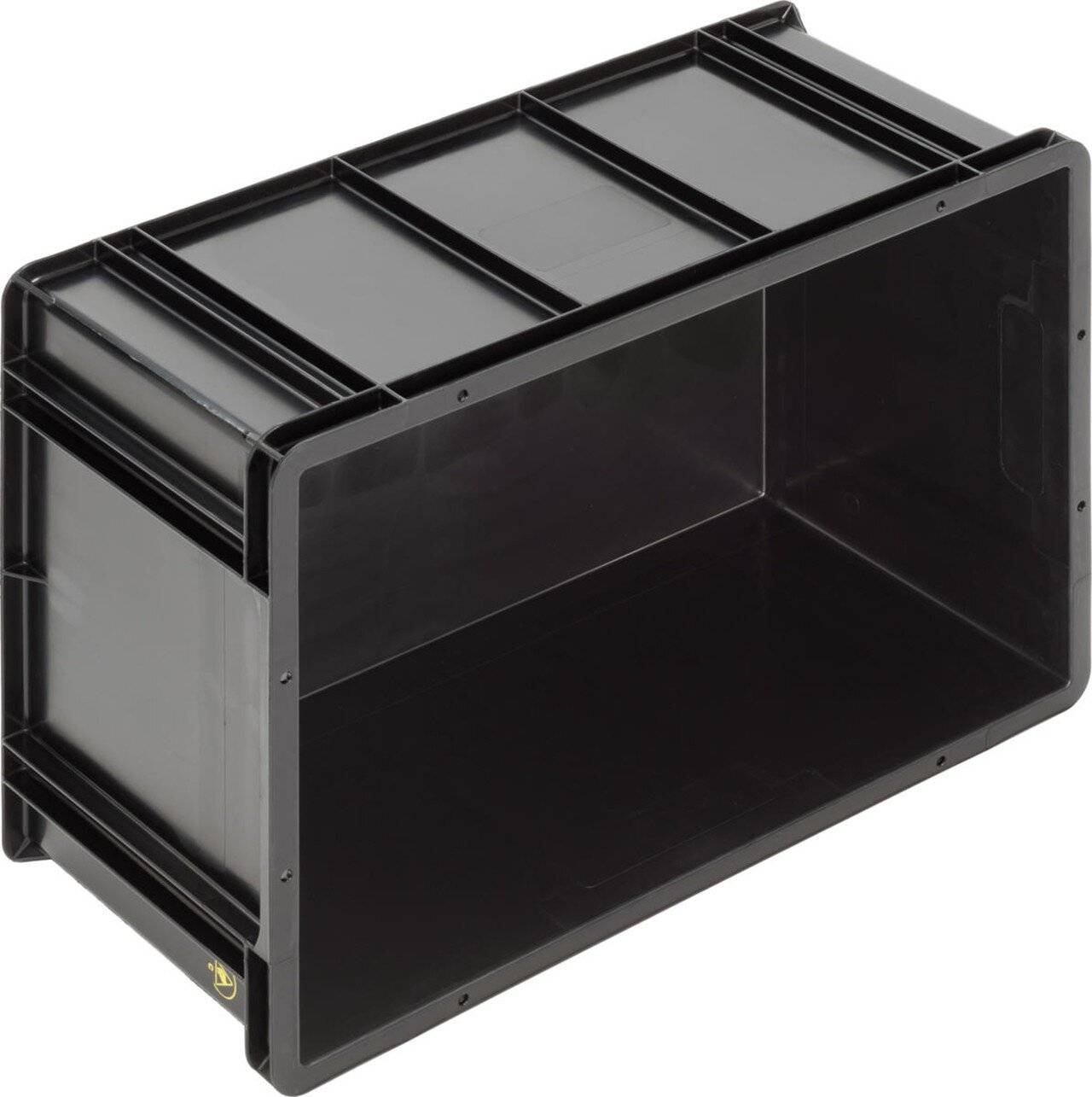 ESD Behälter BL, Griffleisten, schwarz, 600 x 400 x 278 mm