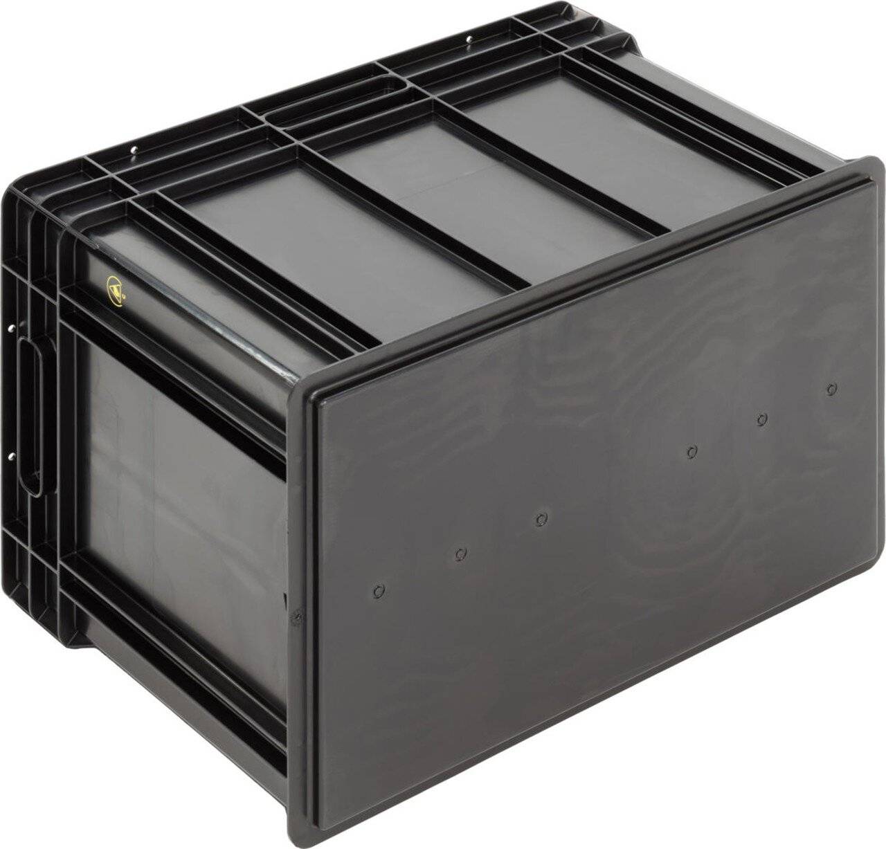 ESD Behälter BL, Griffleisten, schwarz, 600 x 400 x 412 mm