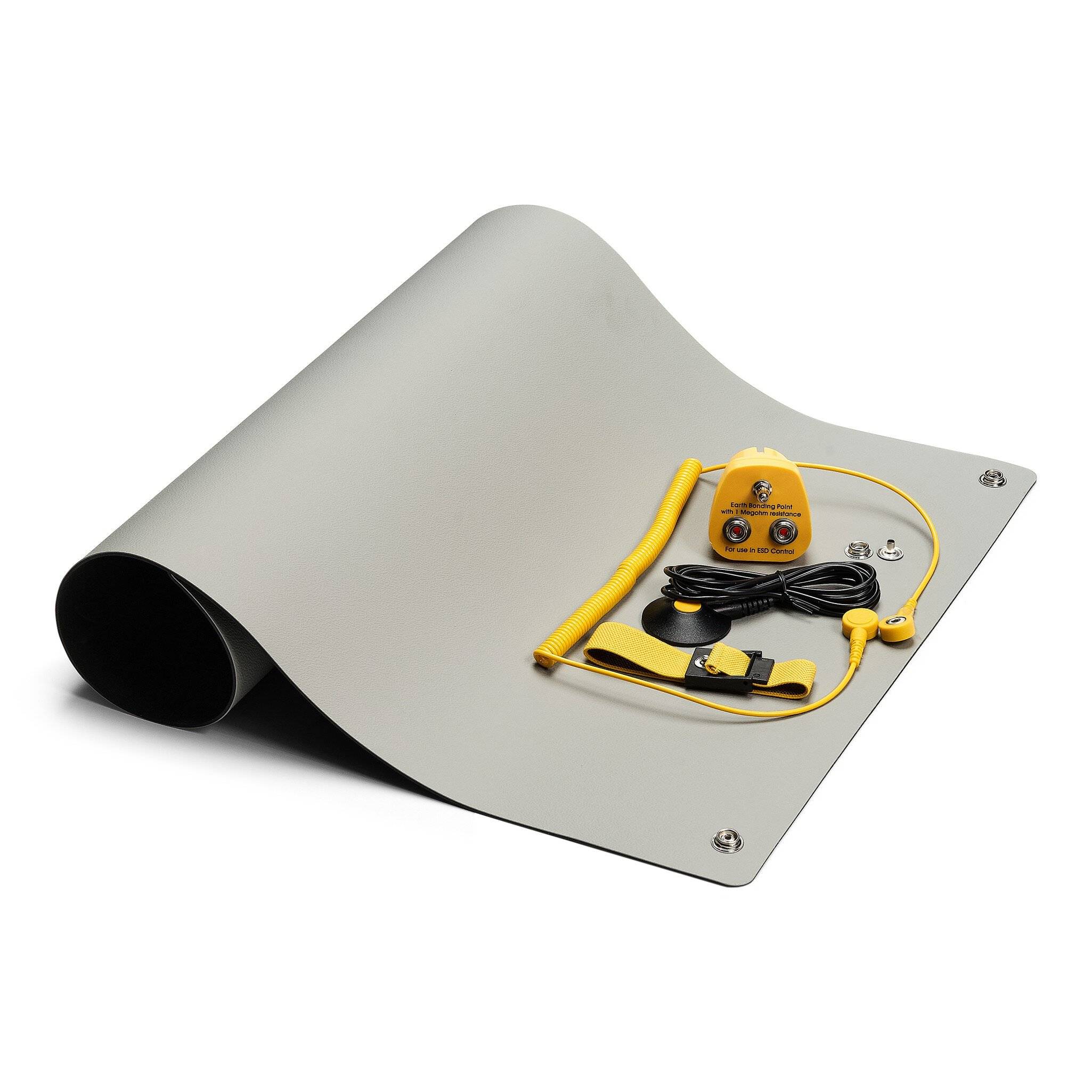 ESD-Tischmatten Set XS Pro, 600 x 400 mm, 5-teilig, 2x 10 mm Druckknopf