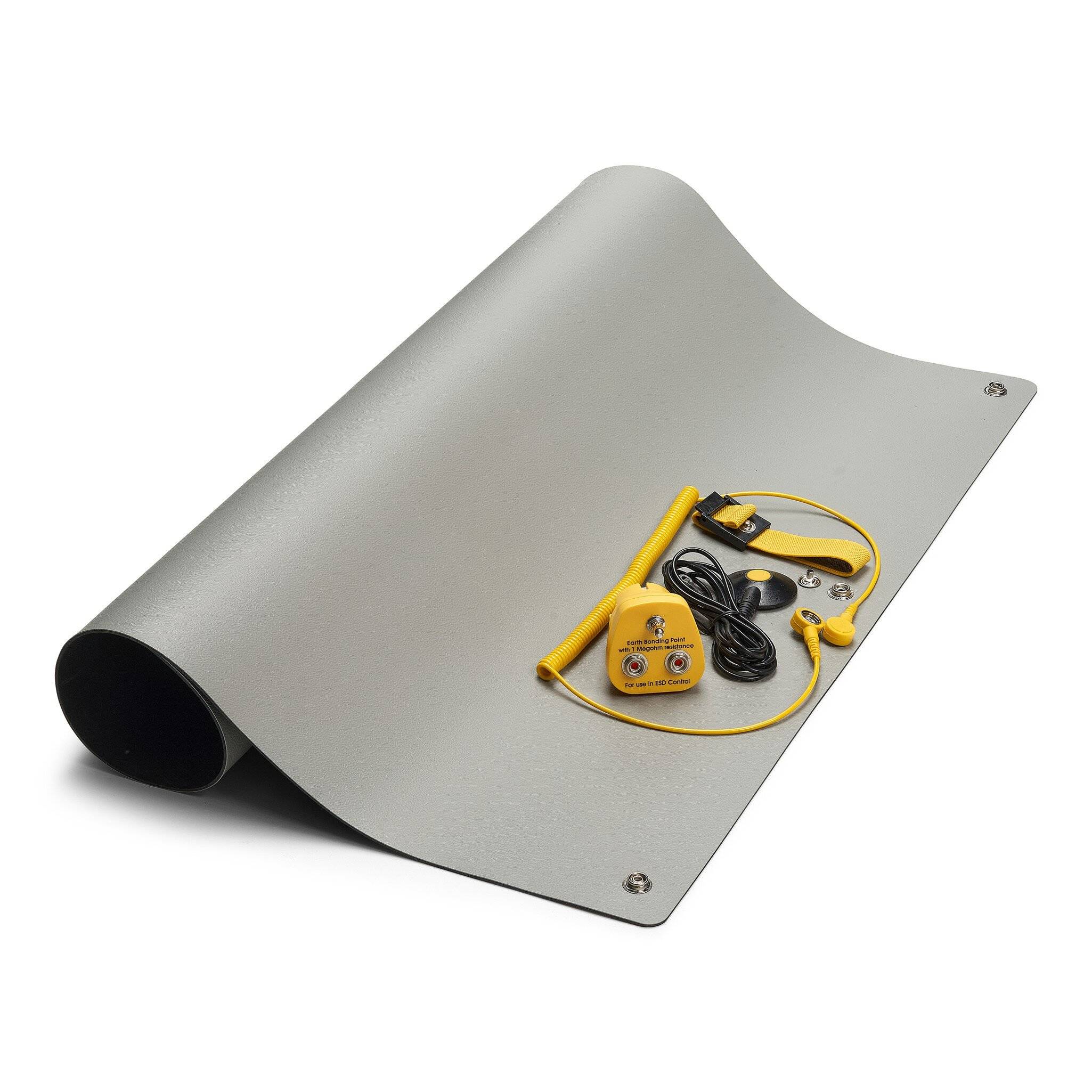 ESD-Tischmatten Set S Pro, 600 x 600 mm, 5-teilig, 2x 10 mm Druckknopf