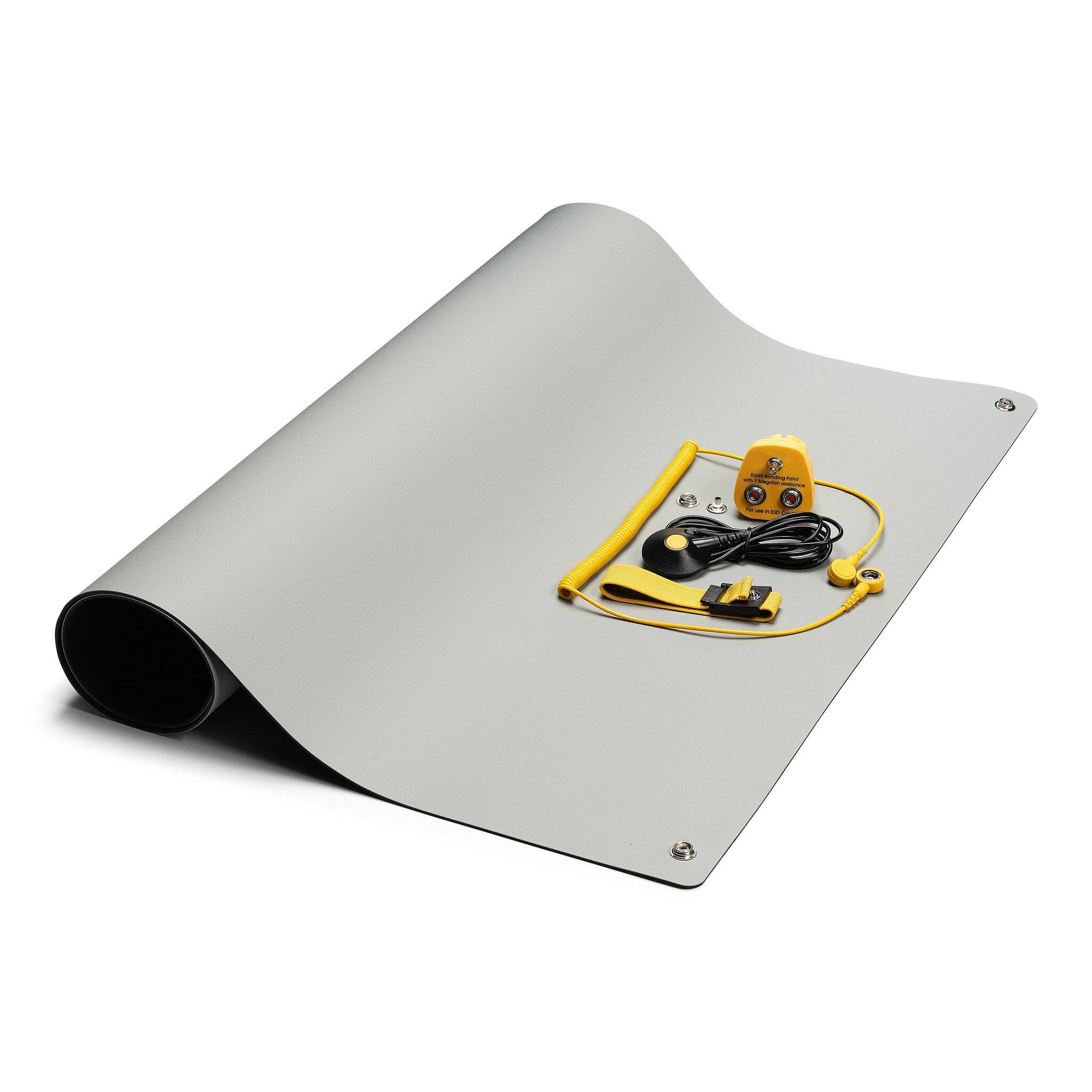 ESD-Tischmatten Set M Pro, 600 x 900 mm, 5-teilig, 2x 10 mm Druckknopf