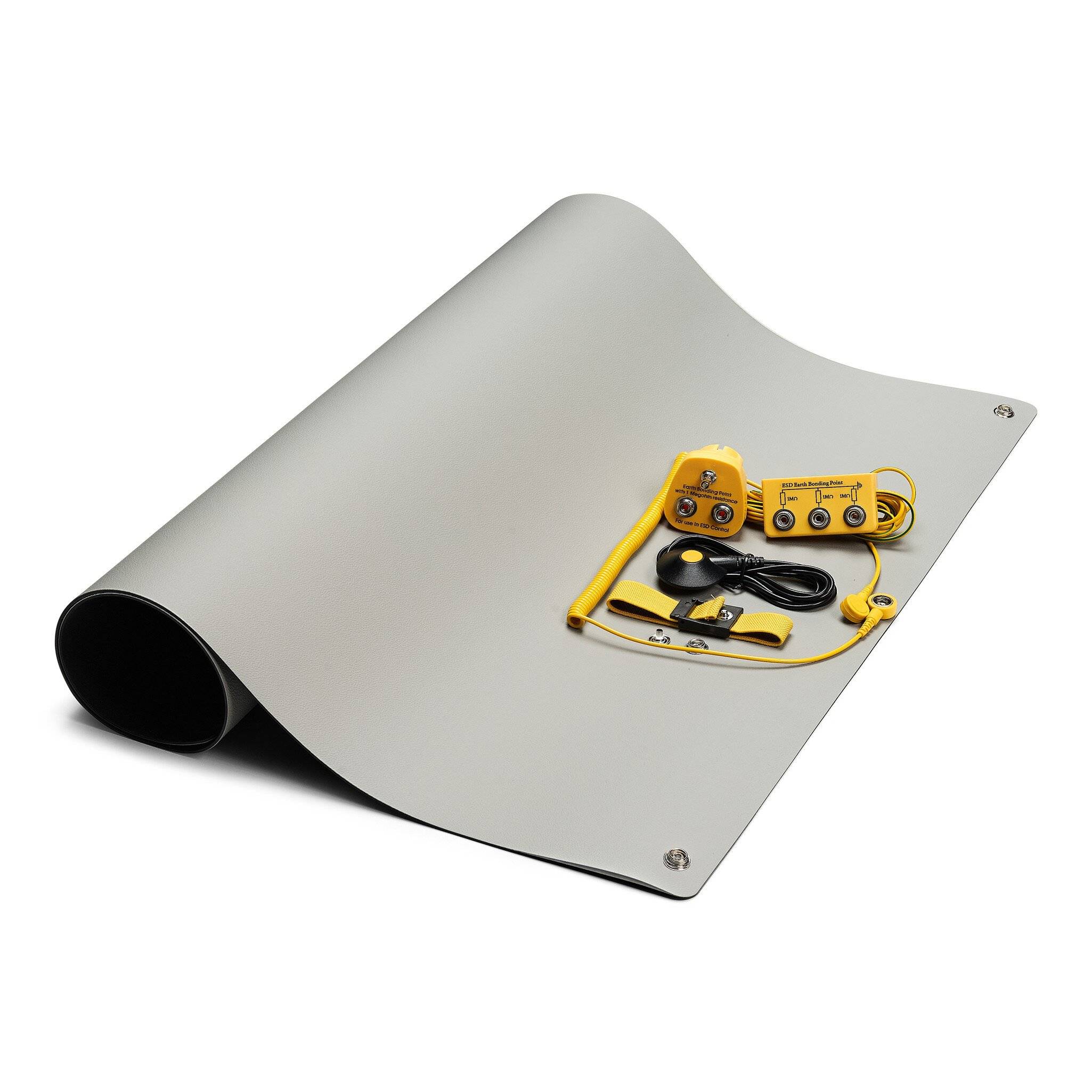 ESD-Tischmatten Set M Pro Plus, 600 x 900 mm, 6-teilig, 2x 10 mm Druckknopf