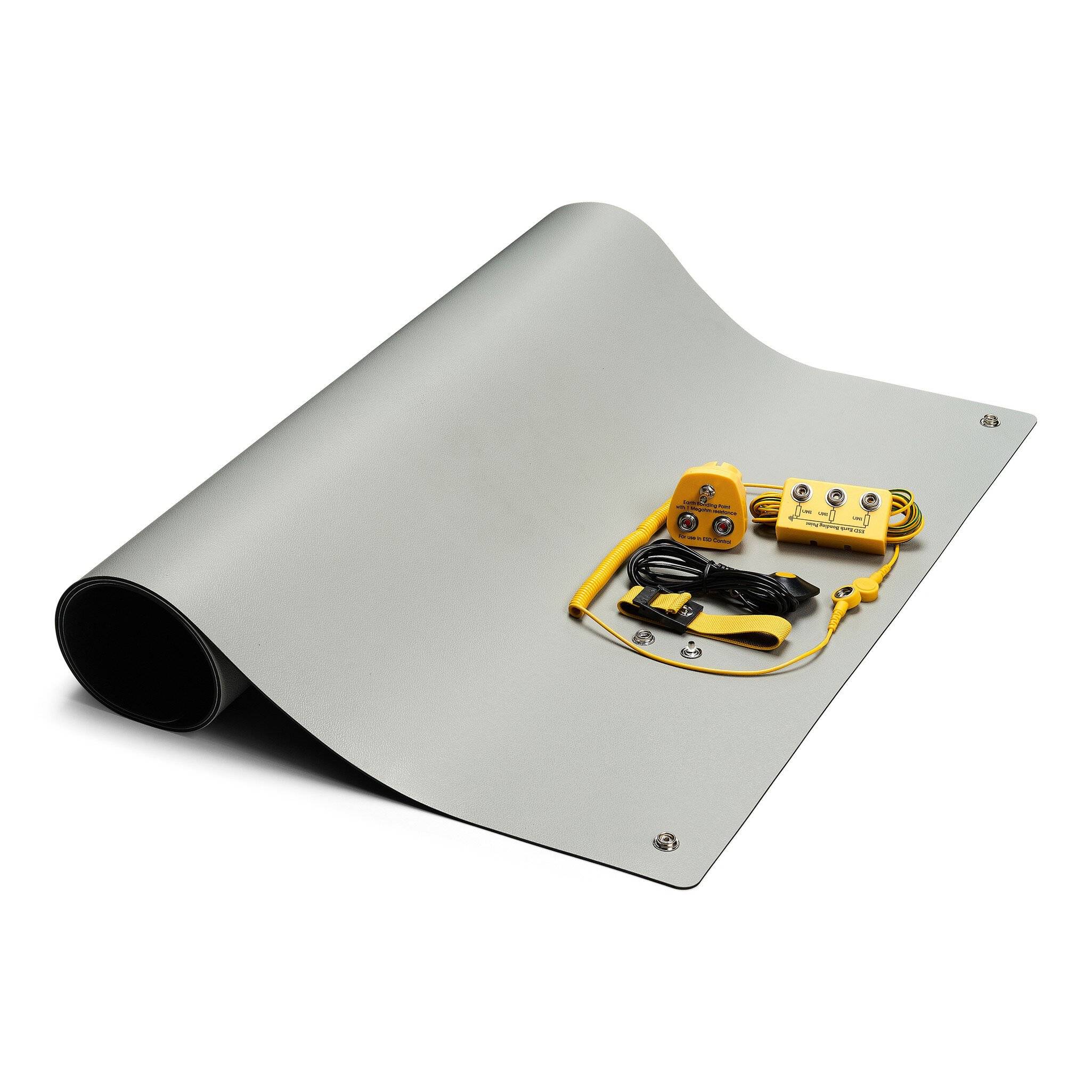 ESD-Tischmatten Set L Pro Plus, 600 x 1200 mm, 6-teilig, 2x 10 mm Druckknopf