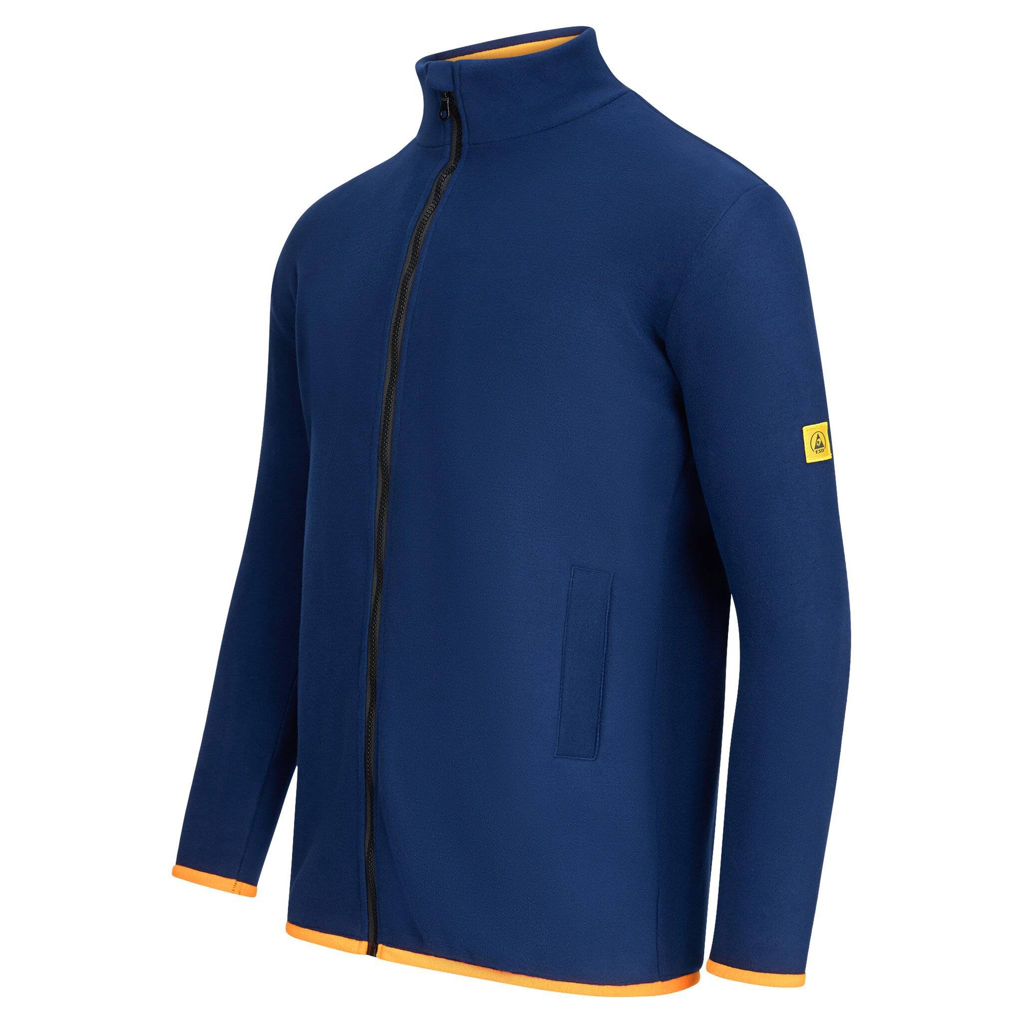 ESD-Fleecejacke mit langem Zip, unisex, marineblau/orange, M