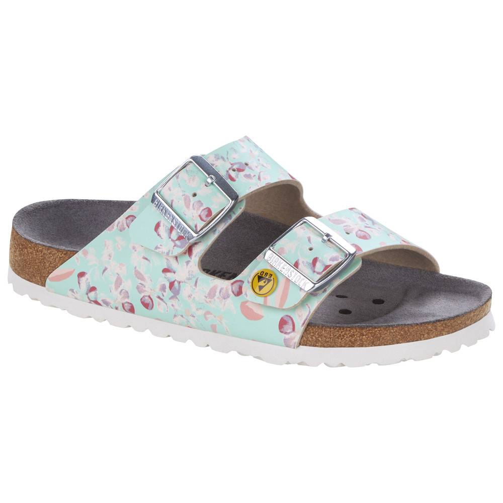 Birkenstock ESD-Sandale Arizona, Größe 36, Flower Field Rose, schmal