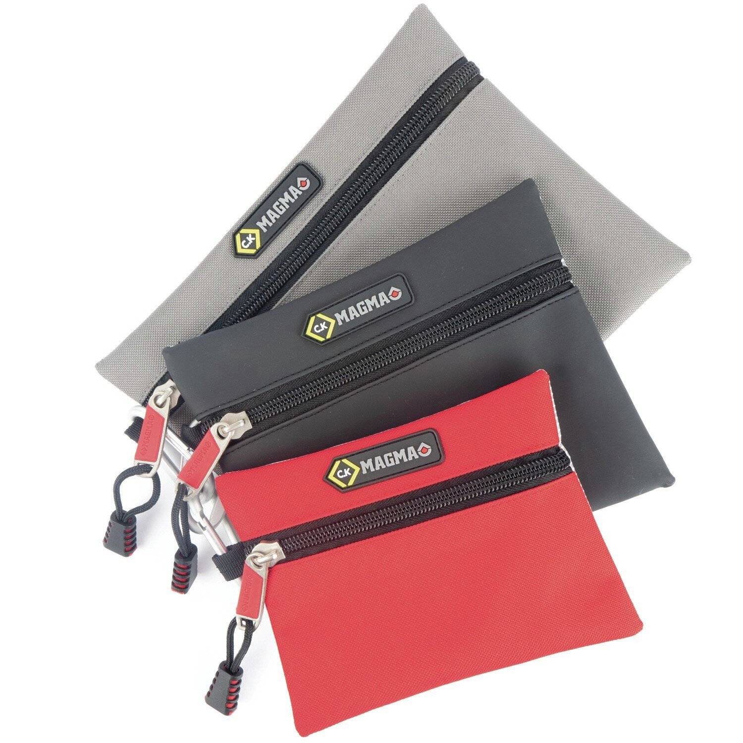 3-Taschen-Pack, reißfestes Polyester, durchsichtige Rückseite