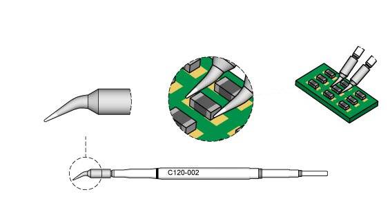 Lötspitze konisch gebogen, D: 0,2 mm, C120002