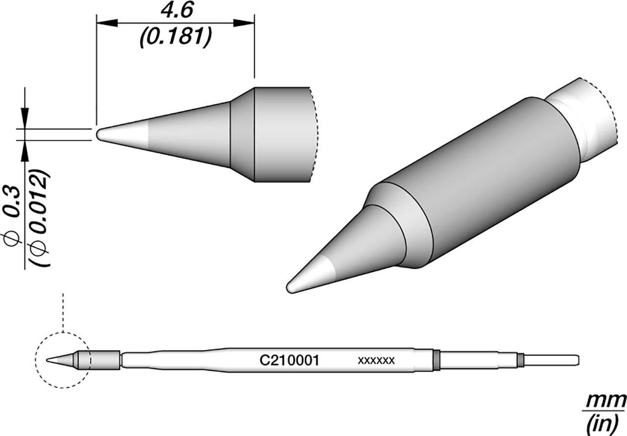 Lötspitze für T210-A / T210-NA, spitz, gerade, C210001
