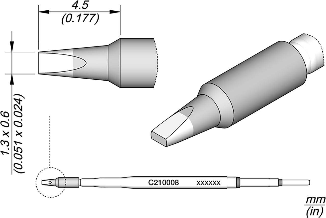 Lötspitze für T210-A / T210-NA, meißelförmig, gerade, C210008