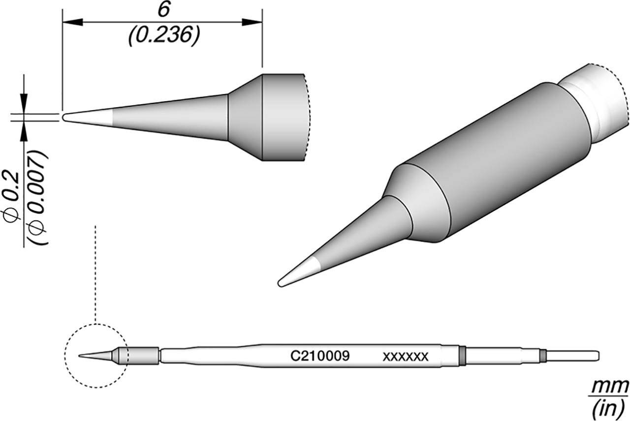 Lötspitze für T210-A / T210-NA, schlank, spitz, C210009