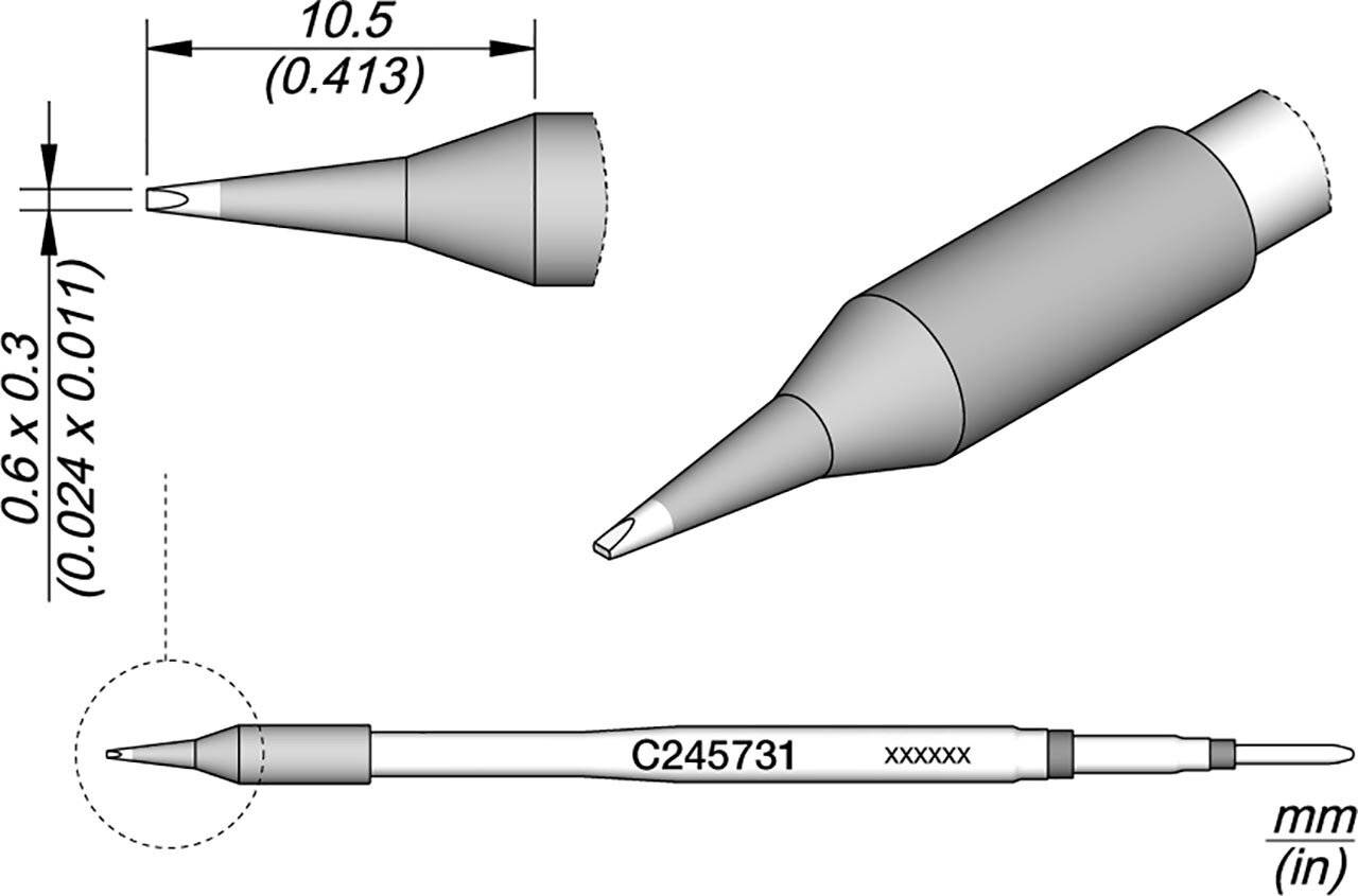 Lötspitze meißelförmig, 0,6 x 0,3 mm, C245731