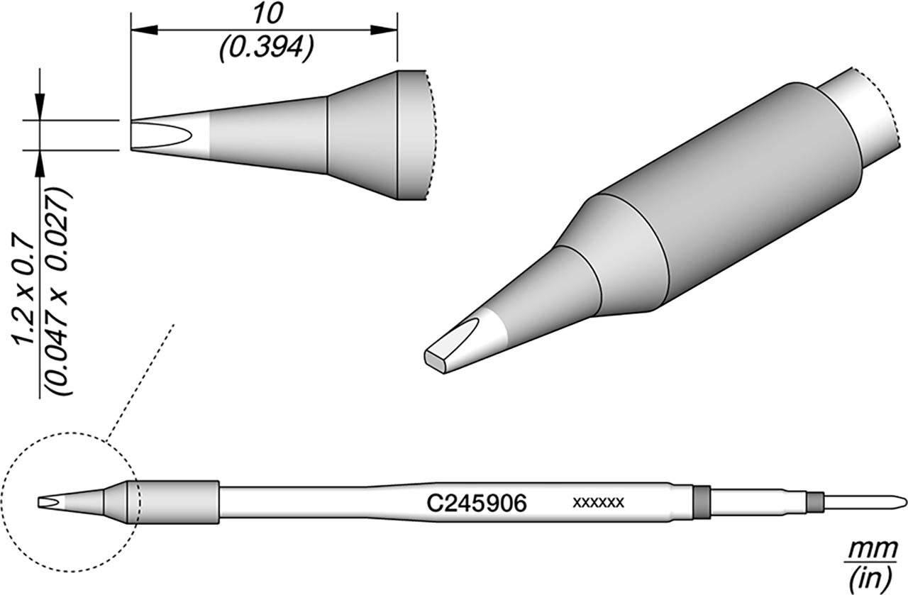Lötspitze meißelförmig, 1,2 x 0,7 mm, C245906