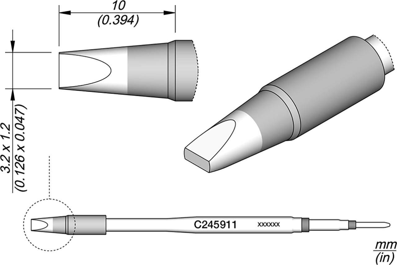 Lötspitze meißelförmig, 3,2 x 1,2 mm, C245911