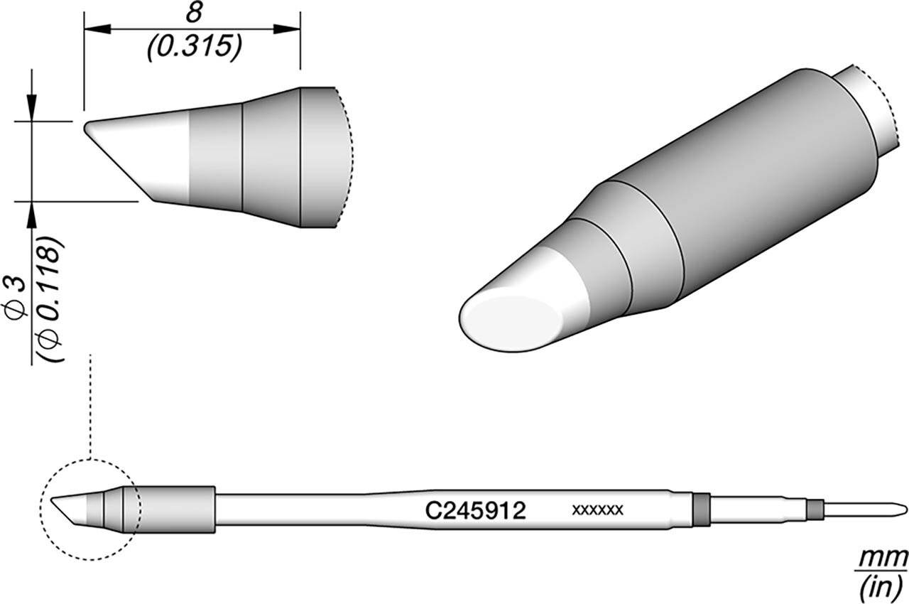 Lötspitze abgeschrägt, D: 3 mm, C245912