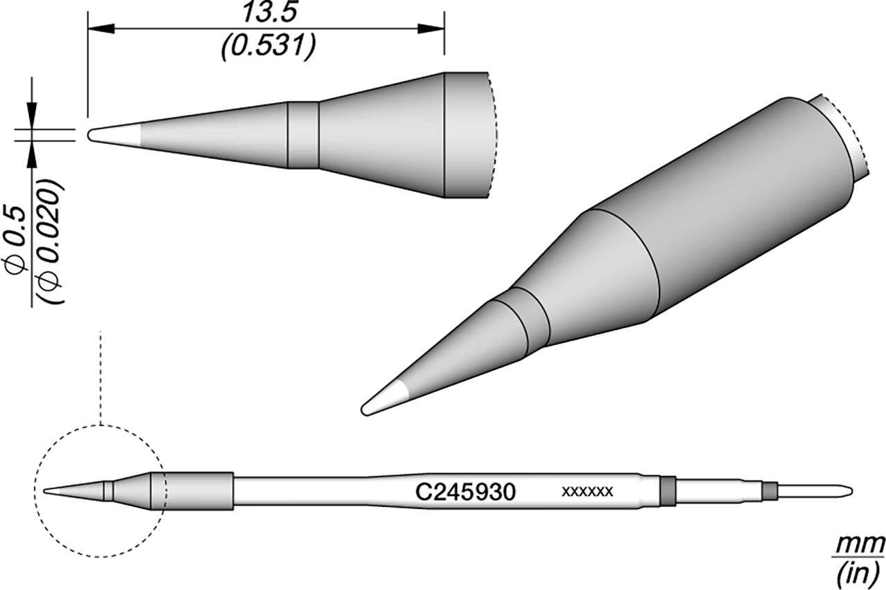 Lötspitze konisch, D: 0,5 mm, C245930