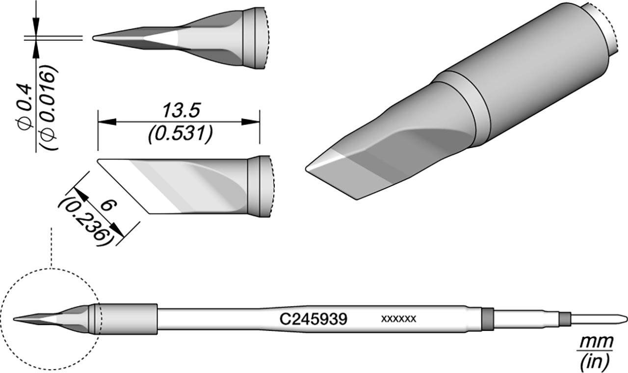 Lötspitze messerförmig, 6 x 0,4 mm, C245939