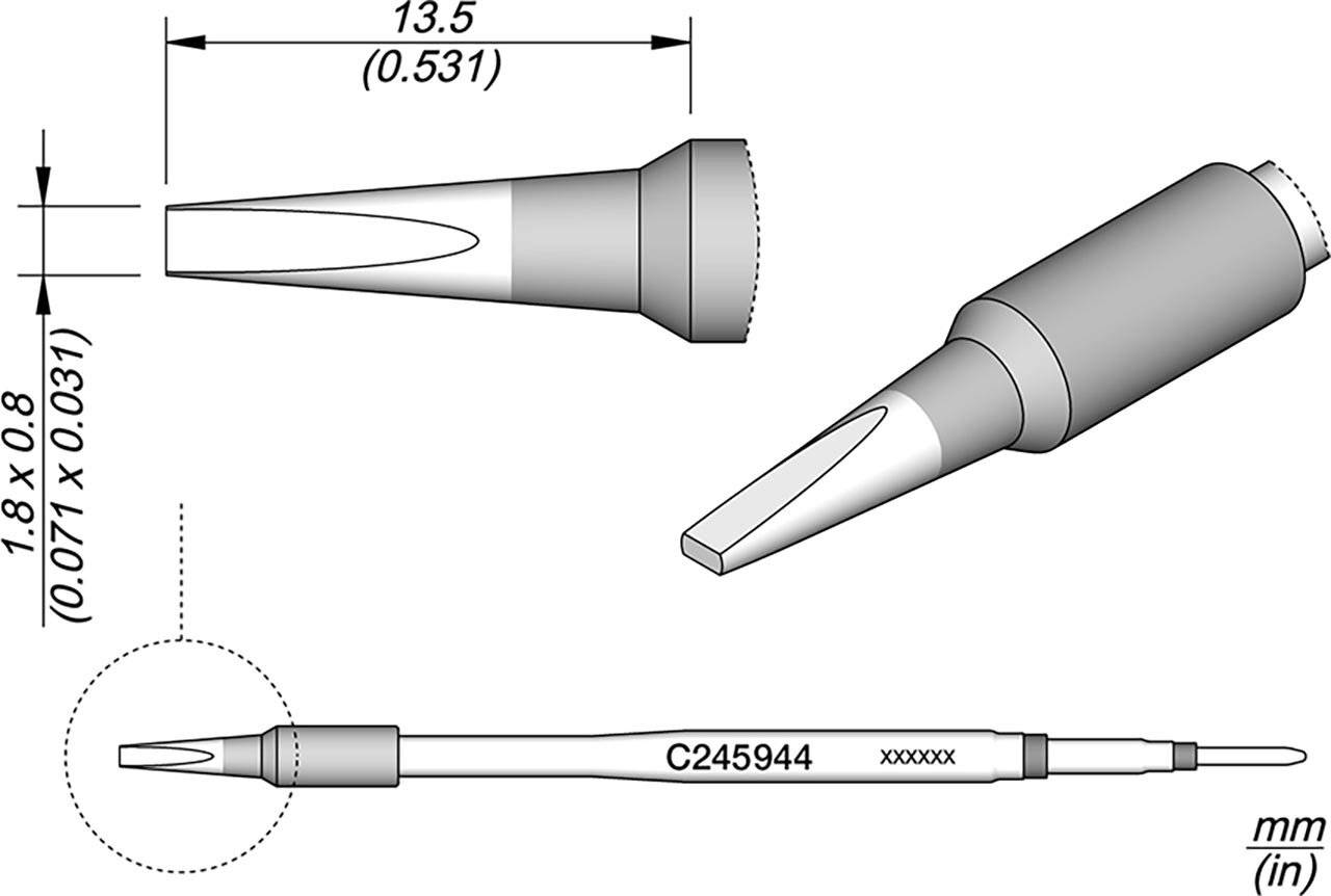 Lötspitze meißelförmig, 1,8 x 0,8 mm, C245944